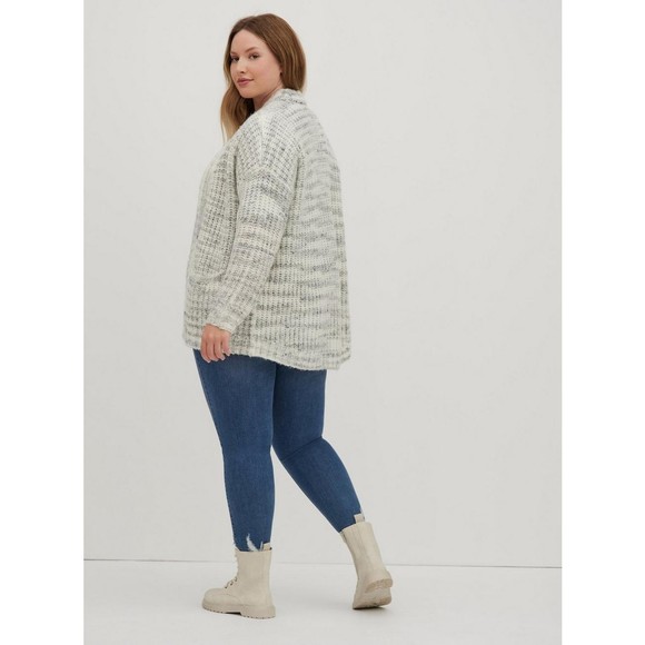 TORRID Cocoon Cardigan Sz 0  L/12 Heather Grey Brushed Fleece Knit 16301641 - Picture 3 of 15